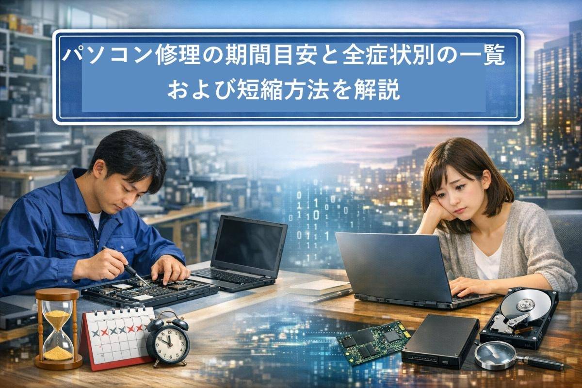 パソコン修理の期間目安と全症状別の一覧および短縮方法を解説